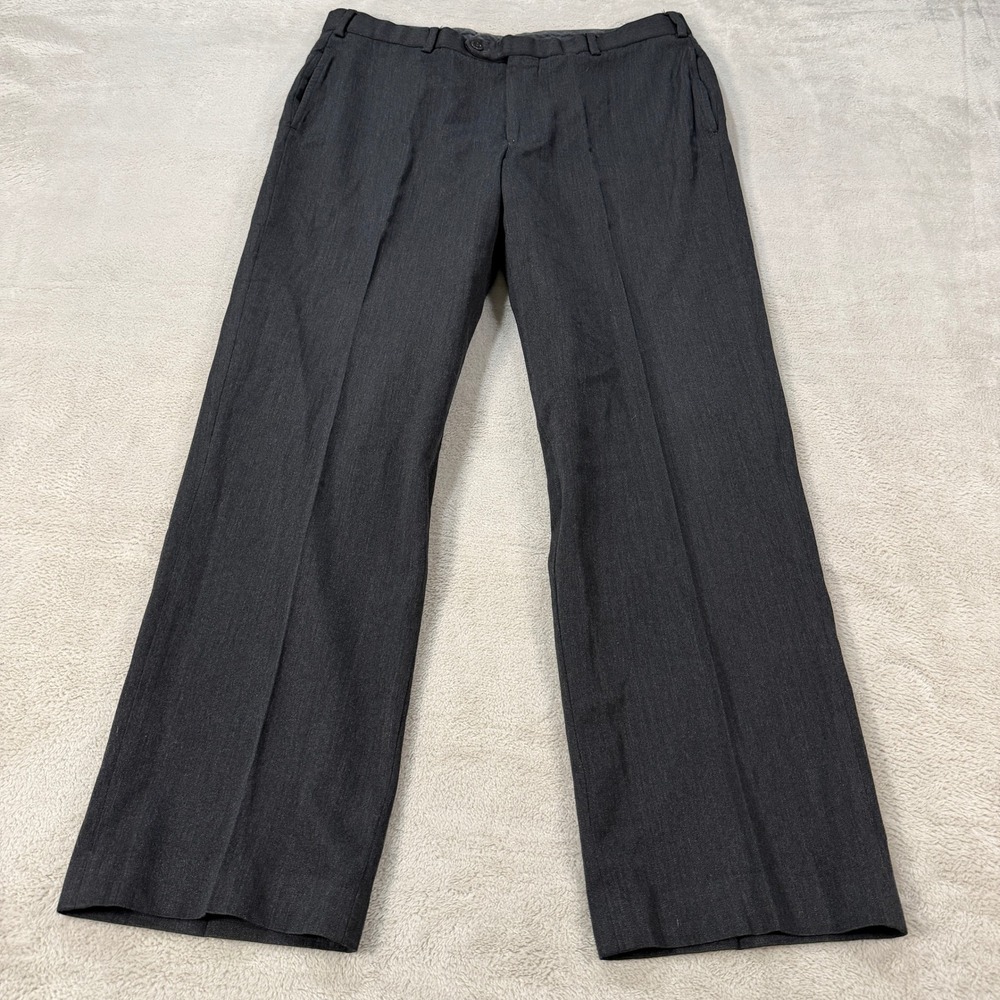 Brooks Brothers Mens 36x30 Gray Flannel Wool Flat Front Dress Pants Canada EUC